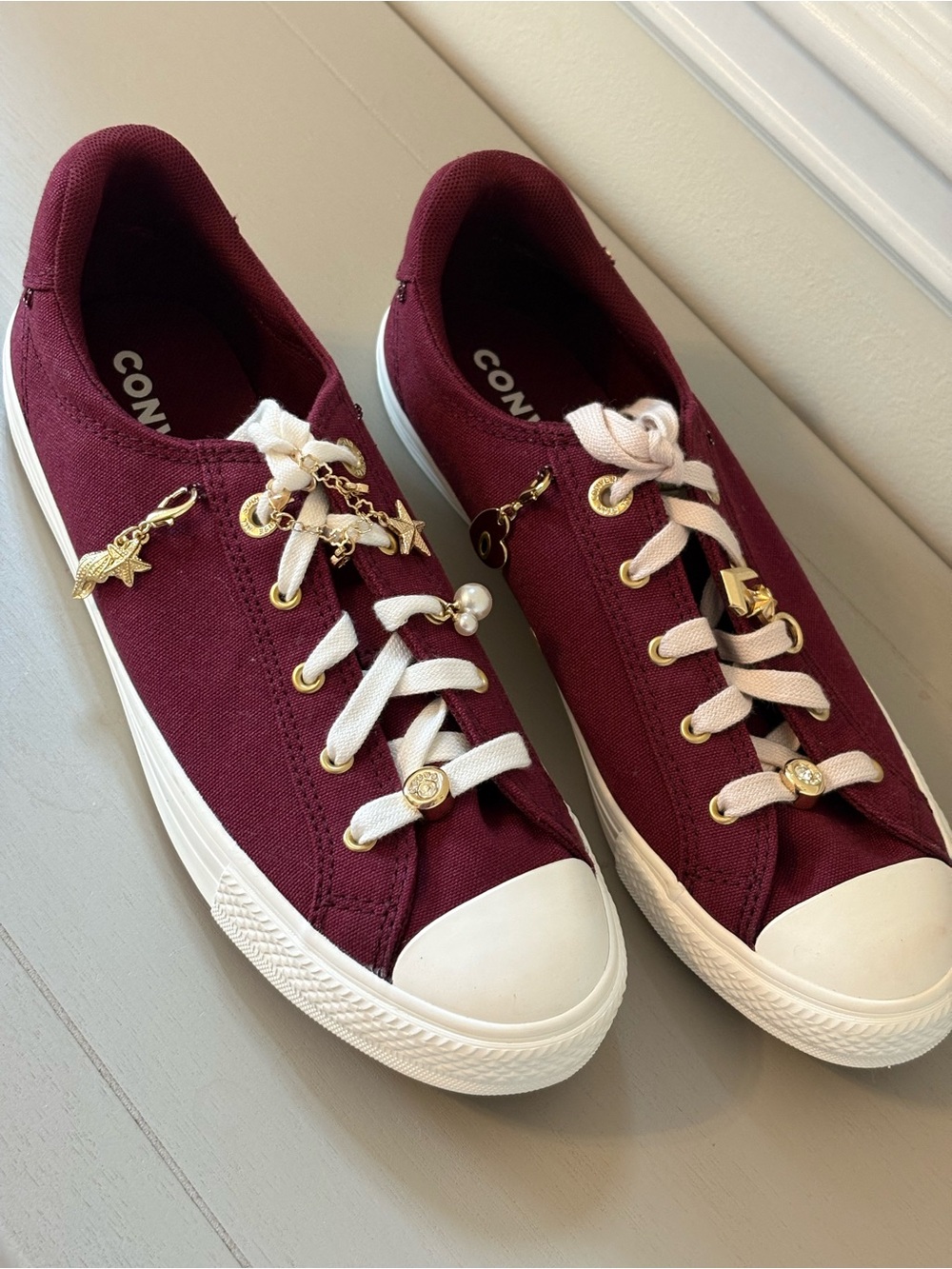 Women's Burgundy Low-Top Canvas Sneakers with White Trim